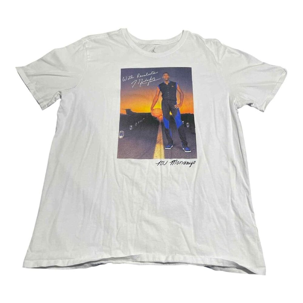 Jordan Shirt Mens XL White‎ Basketball Sunset Graphic Tee Nike MJ Monday